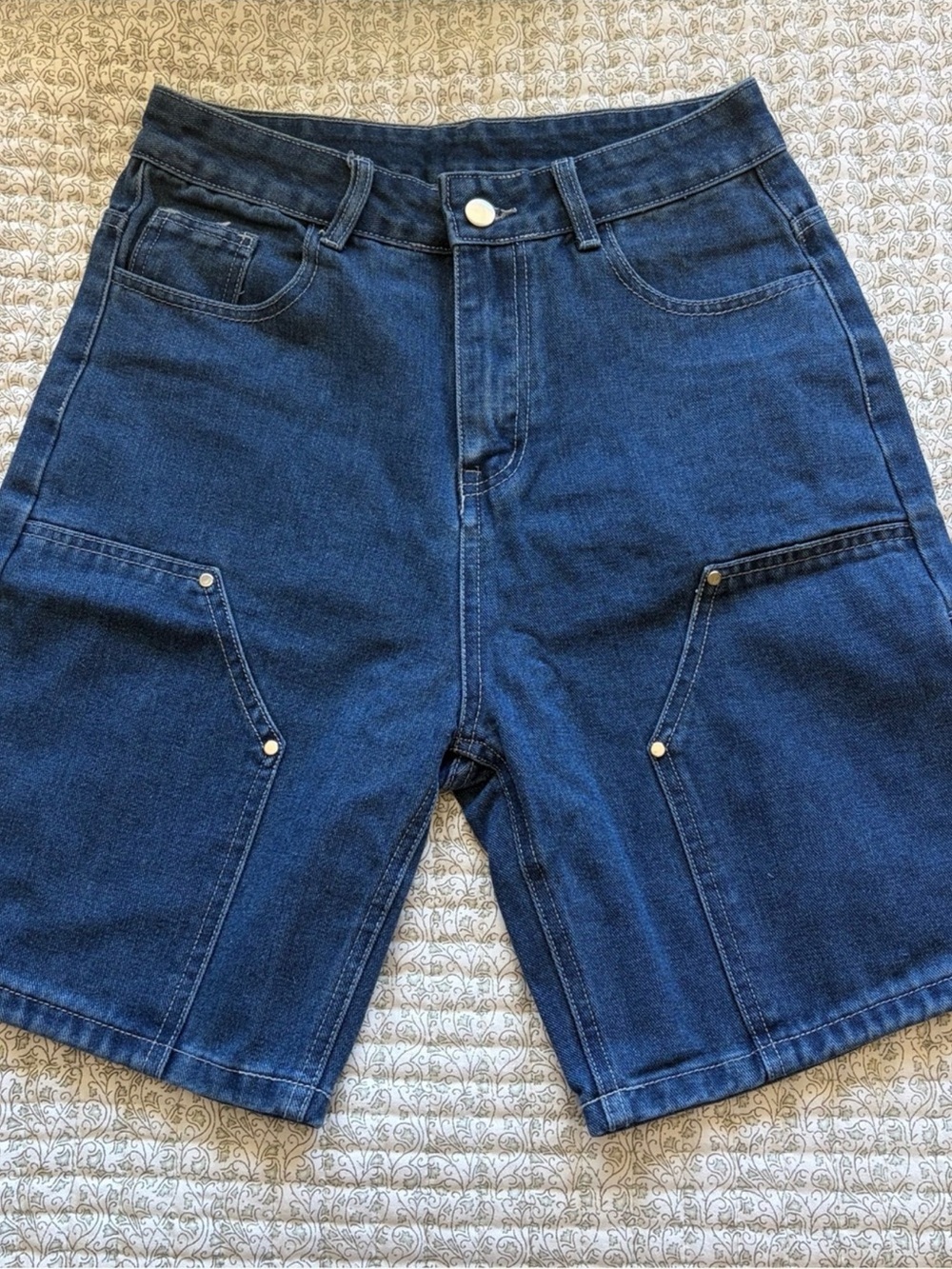 High rise Dark Blue Denim Shorts/jorts Bermuda